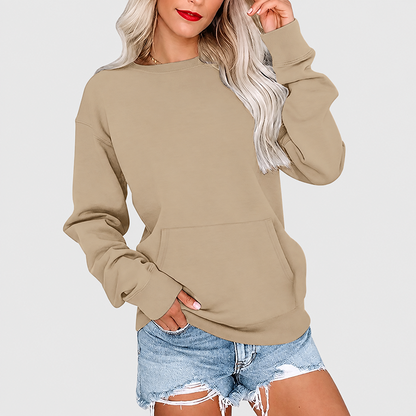 Women's Oversized Crewneck Sweatshirt with Kangaroo Pocket