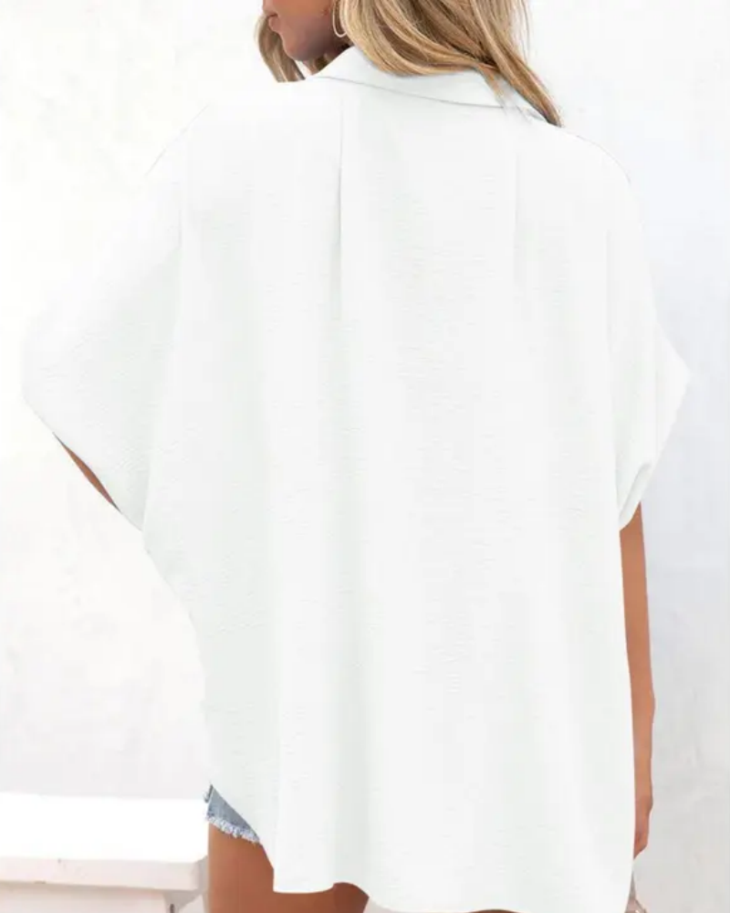 Short Sleeve Solid Color Casual Loose Fit Shirt