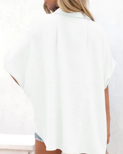 Short Sleeve Solid Color Casual Loose Fit Shirt