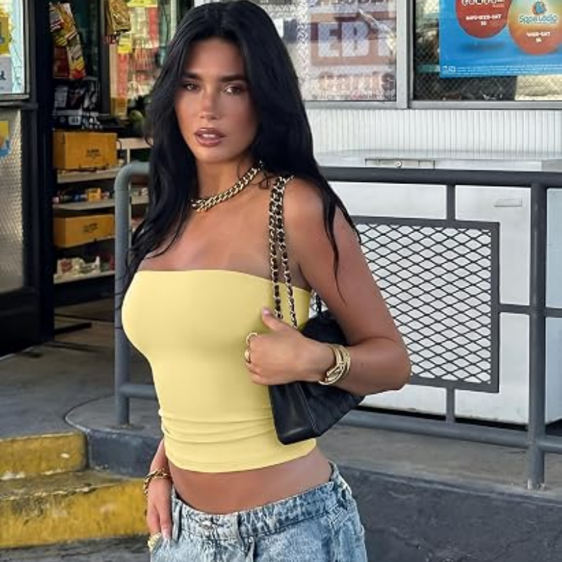 Women Sexy Tube Top Summer Going Out Double Lined Basic Tank Top