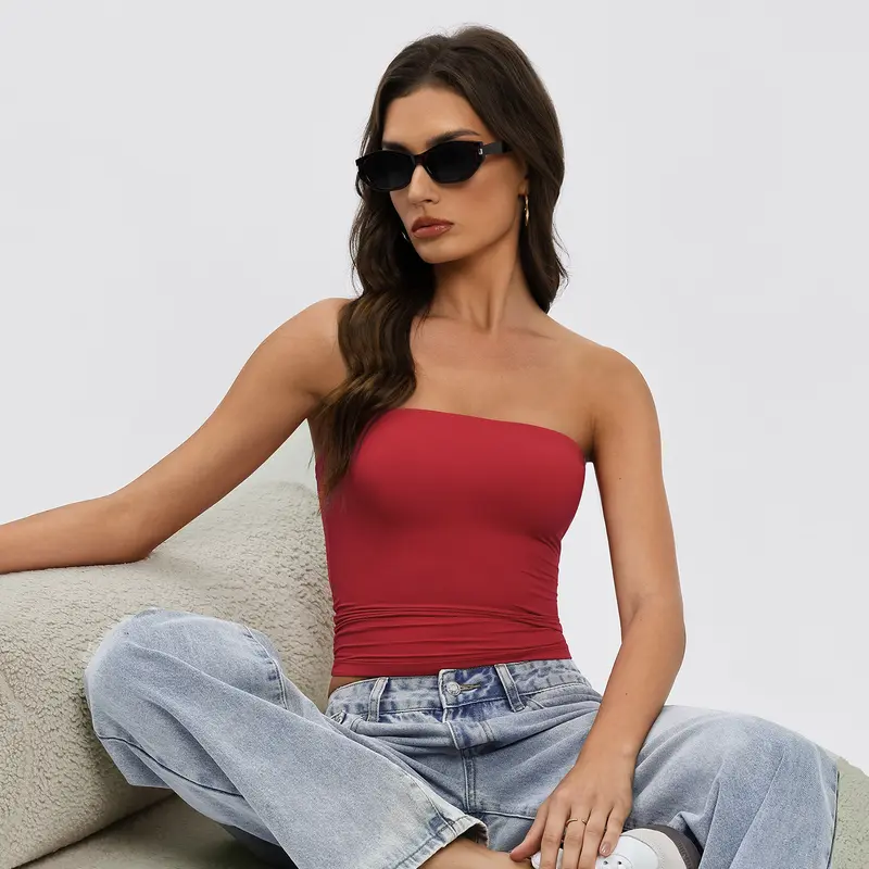 Women Sexy Tube Top Summer Going Out Double Lined Basic Tank Top