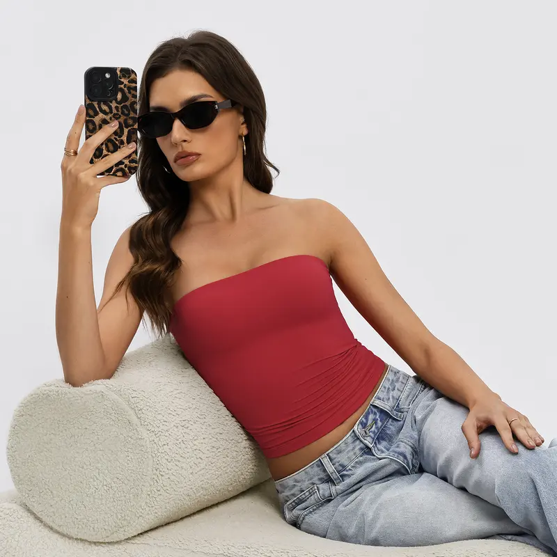 Women Sexy Tube Top Summer Going Out Double Lined Basic Tank Top
