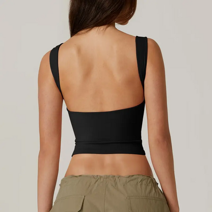 High Neck Open Back Crop Tank Y2K Sleeveless Tee