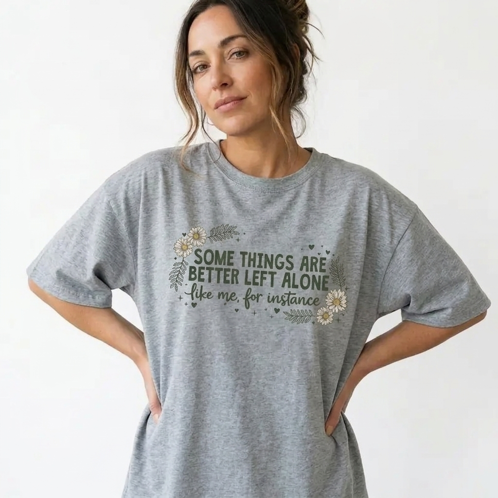Funny Introvert Shirt Women Plus Size Sarcastic Floral Graphic Tee