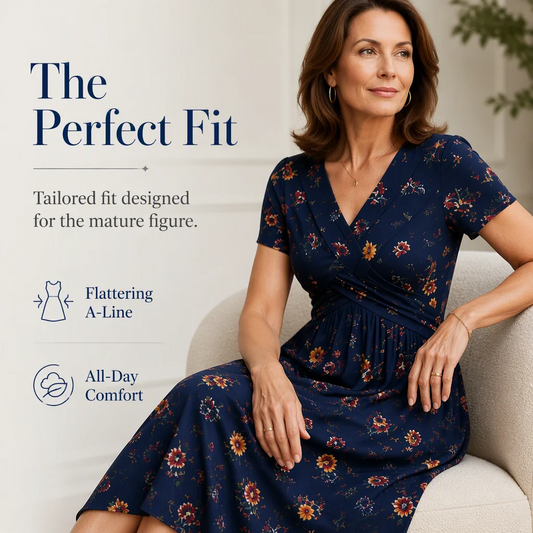 Women's V-Neck Floral Print Dress with Twist Waist