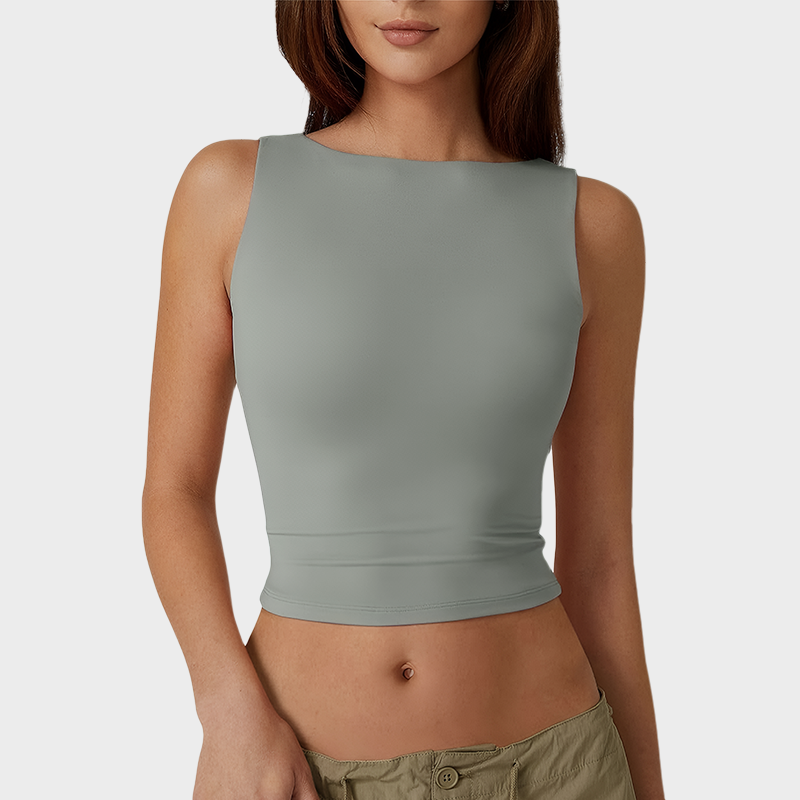 High Neck Open Back Crop Tank Y2K Sleeveless Tee