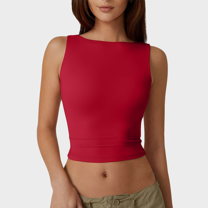 High Neck Open Back Crop Tank Y2K Sleeveless Tee