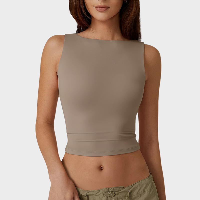 High Neck Open Back Crop Tank Y2K Sleeveless Tee