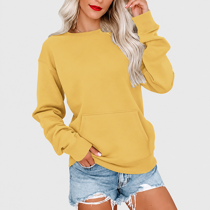 Women's Oversized Crewneck Sweatshirt with Kangaroo Pocket