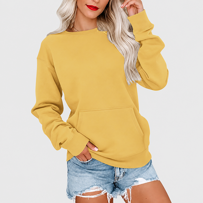Women's Oversized Crewneck Sweatshirt with Kangaroo Pocket