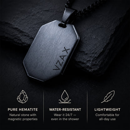 Hematite Dog Tag Necklace