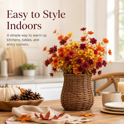 Adjustable Fabric Fall Flower Bouquet Sets for Indoor & Outdoor Decor