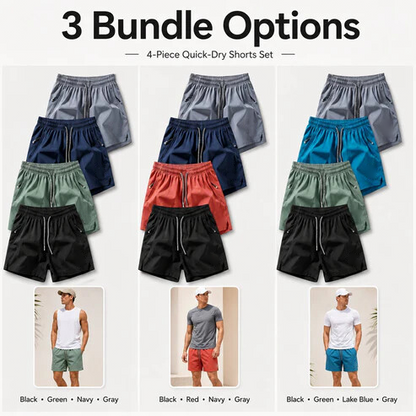 ❄️ Ice Silk Quick-Dry Athletic Gym Shorts 4-Piece Pack – Unrestricted Breathable Comfort
