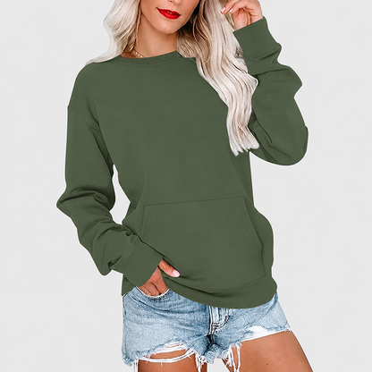 Women's Oversized Crewneck Sweatshirt with Kangaroo Pocket