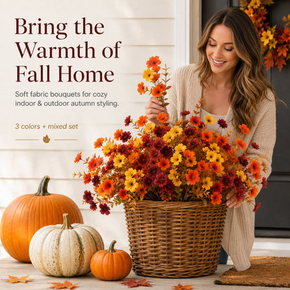 Adjustable Fabric Fall Flower Bouquet Sets for Indoor & Outdoor Decor
