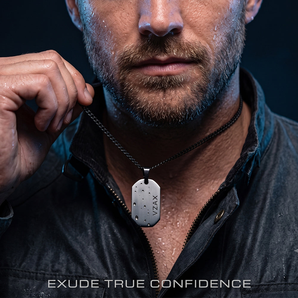 Hematite Dog Tag Necklace