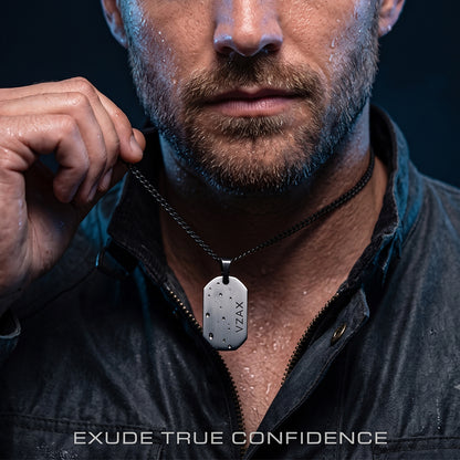 Hematite Dog Tag Necklace