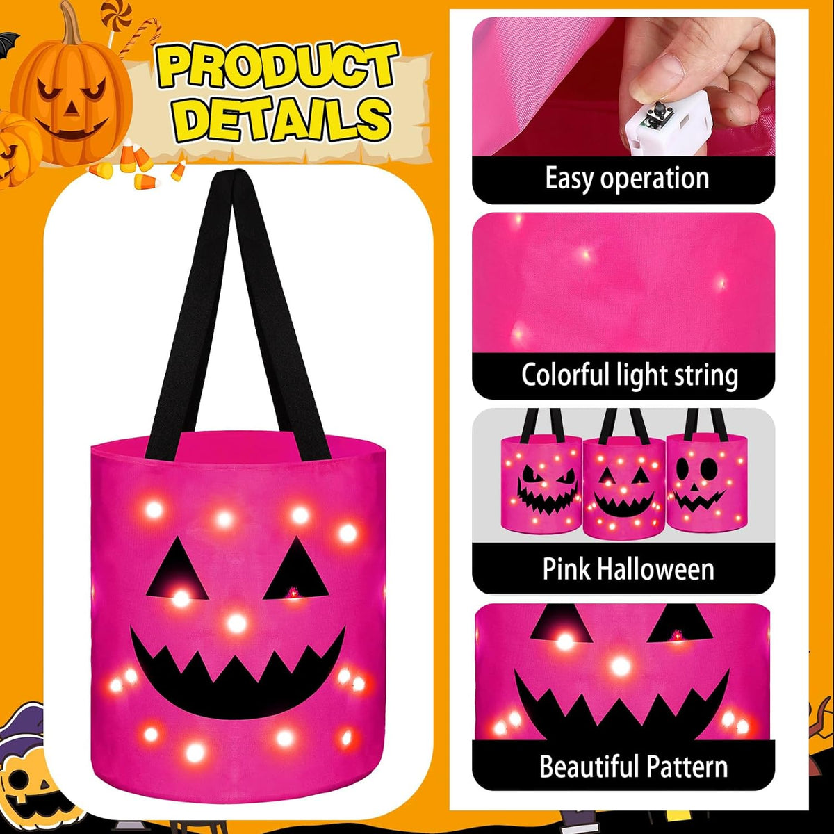 Halloween Candy Bucket With LED Lights