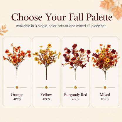 Adjustable Fabric Fall Flower Bouquet Sets for Indoor & Outdoor Decor