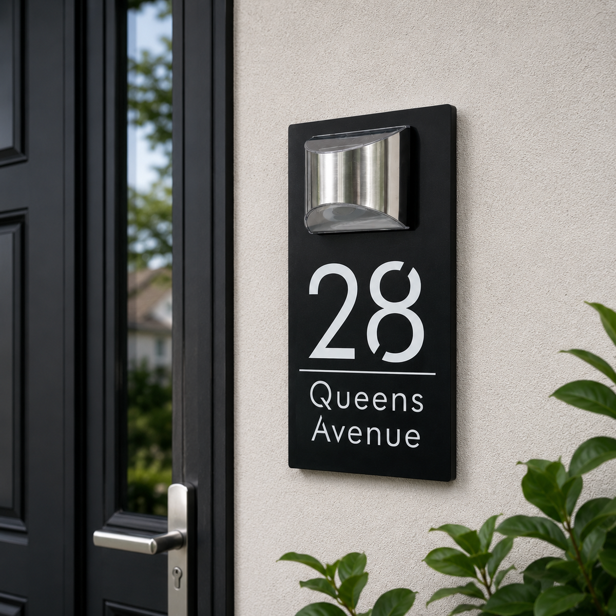 Personalized Solar Modern Door Plaque