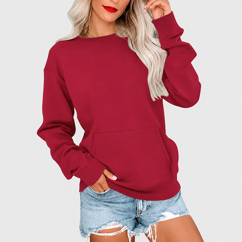 Women's Oversized Crewneck Sweatshirt with Kangaroo Pocket