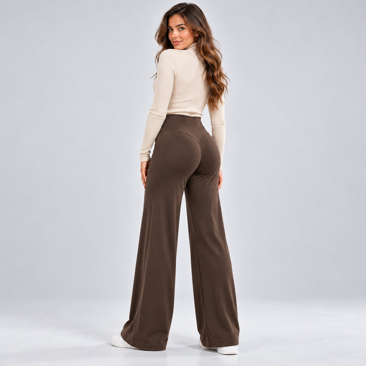 Women's High-Waisted Butt-Lifting Fleece-Lined Wide-Leg Pants