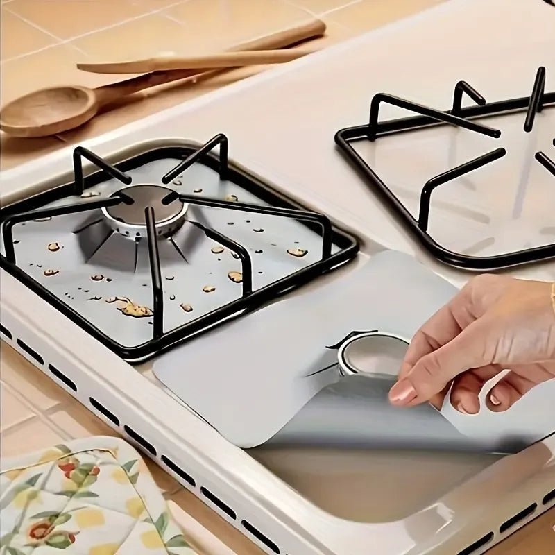 🔥4-Piece Reusable Non-Stick Gas Stove Burner Covers – Heat-Resistant & Washable