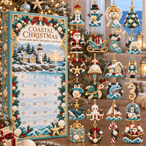 🌊 Coastal Christmas 24-Day Mini Brick Ornament Advent Calendar
