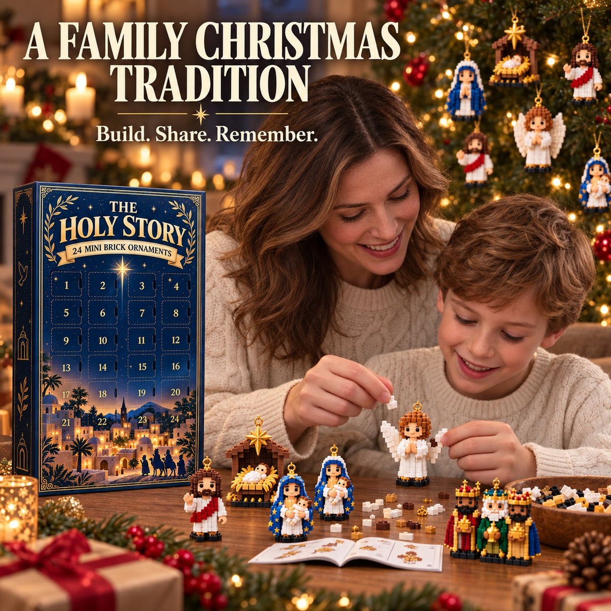 🔥LAST DAY 50% OFF - ✨The Holy Story 24-Day Mini Brick Ornament Advent Calendar